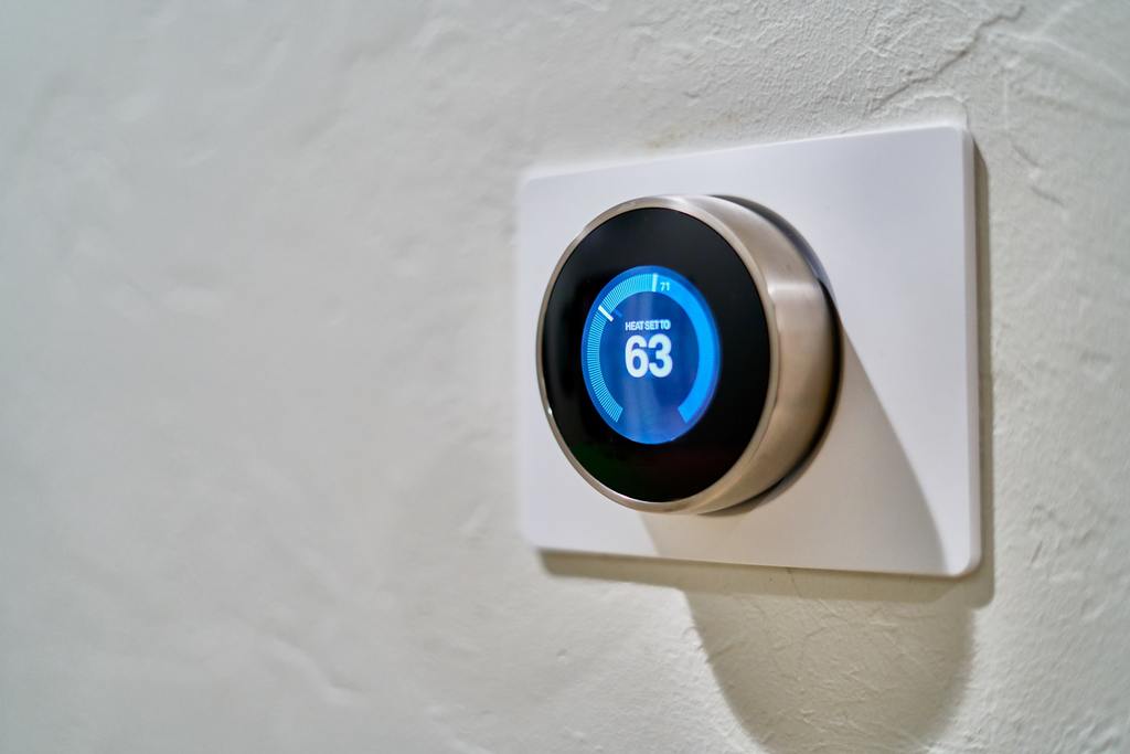 A smart thermostat that is paired to a high-efficiency HVAC system.